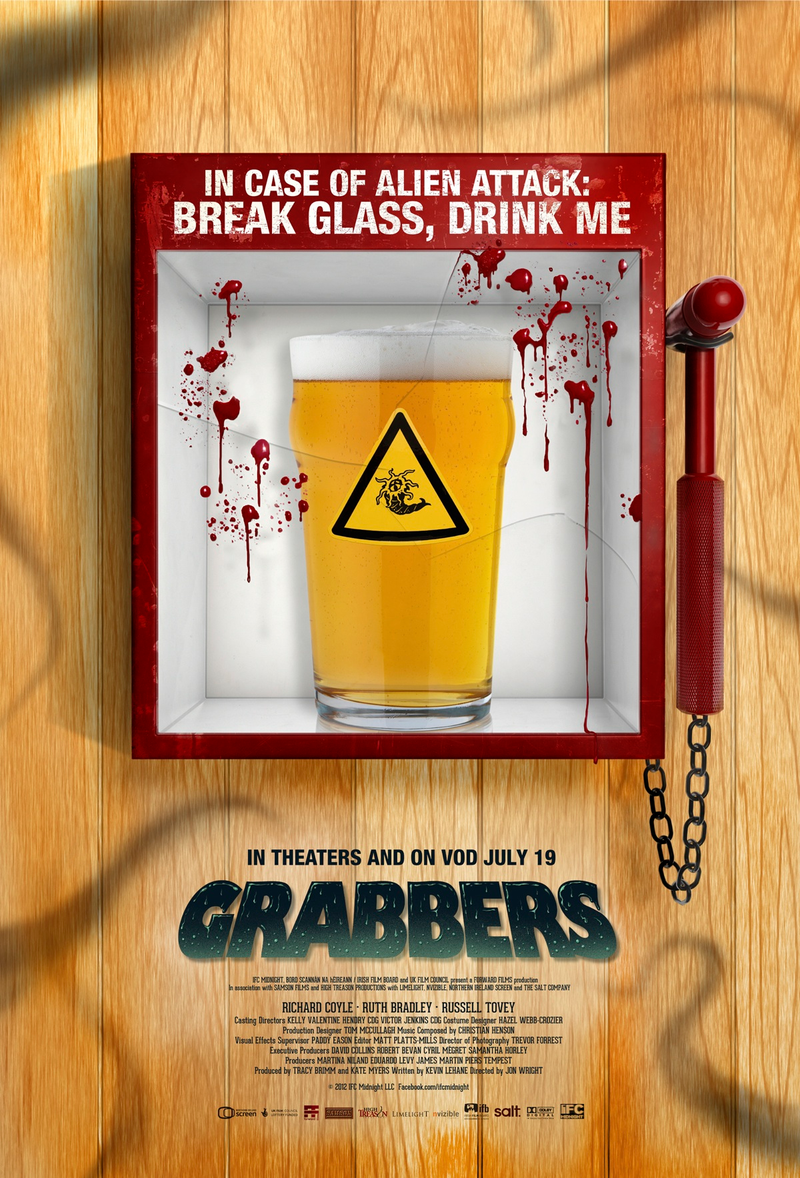 Illustration for article titled Learn how booze could save your life in the poster for Grabbers